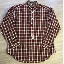 Tommy Hilfiger Mens XL Plaid Button Down Shirt Red White Black Cotton NWT