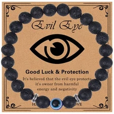 8mm Natural Lava Rock Stone Bracelets Evil Eye Bracelet Crystal Stone Gifts for
