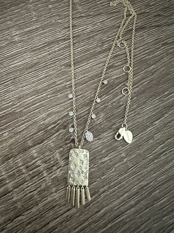 14K Yellow Gold Starburst and Fringe Necklace With Diamond Fine Jewelry Meira T - Image 4 of 4