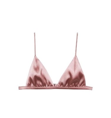 Fleur du Mal Silk & Velvet Bra Triangle Soft Antique Pink size S