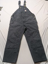 Vintage 90's Carhartt R01 BLK Black Duck Double Knee Bib Overalls Size 50x32