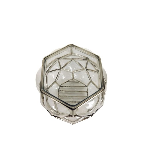 Lanterna portacandele vintage anni 30 art deco gabbia vetro soffiato a bolle vaso - Foto 11 di 12