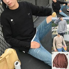 Maglione uomo alla moda collo O con disegno invecchiato pullover casual autunno