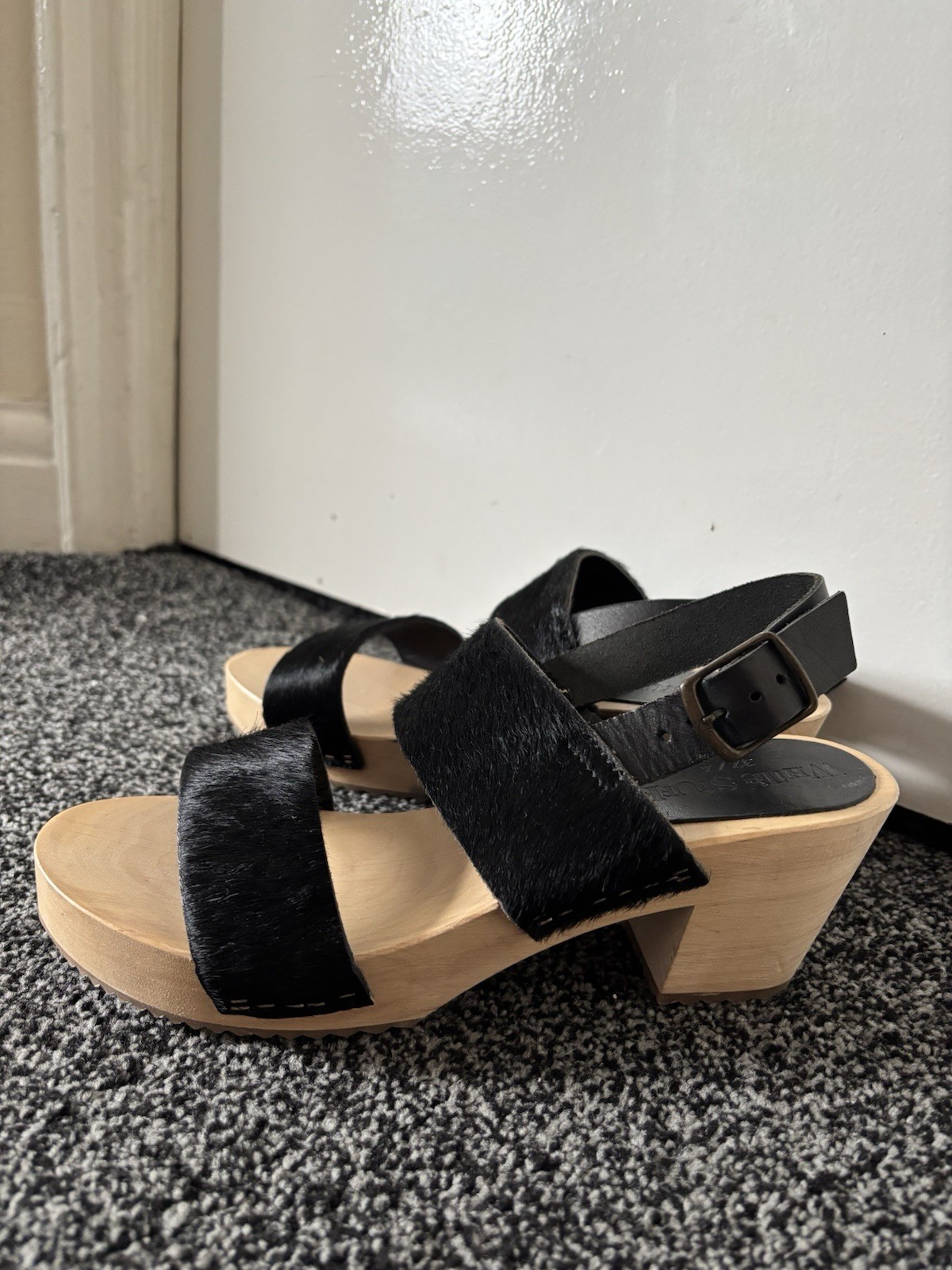 APL Sandali donna zoccoli in pelle nera roba bianca taglia 4 nuovi senza scatola