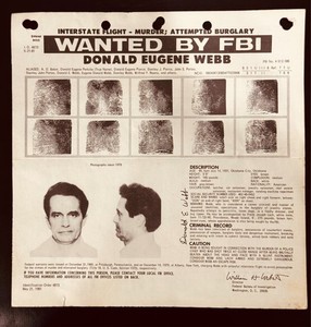 Donald Eugene Webb 1981 FBI Wanted Poster - 25 Years on Ten Most Wanted