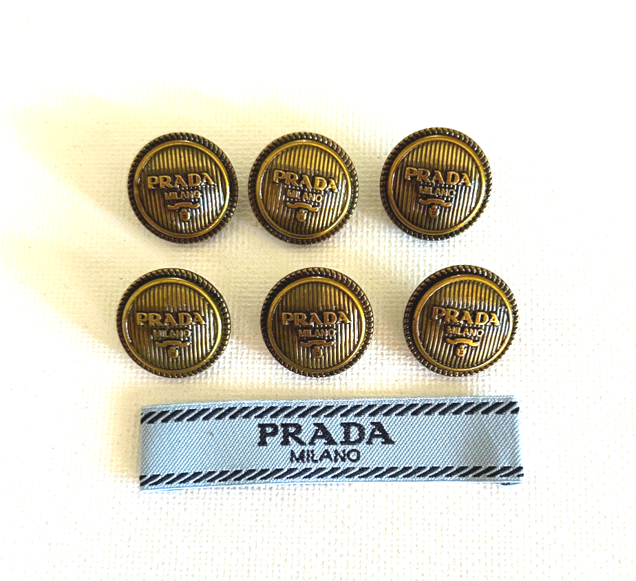 PRADA 御確認用 PRADA Buttons Set of 6 18mm Aged Gold Tone Metal + Label | eBay