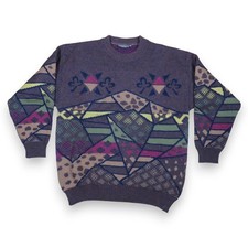 Knossos Made in Italy Strick Pullover Mehrfarbig Paisley Cosby Vintage Pulli L