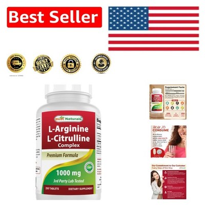 250 Tablets of L-Arginine L-Citrulline - Non-GMO, Gluten-Free Detox Formula