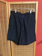 Old Navy Men  s Swim Trunks Size Medium Navy Blue Lined Drawstring Board Shorts