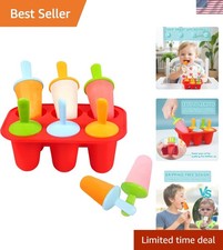 BPA-Free Silicone Popsicle Molds for Toddlers with 6 Colorful Reusable Sticks