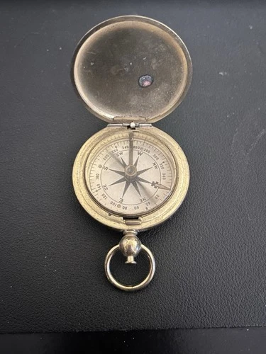 Vintage Waltham Military WW2 Pocket Compass gold plated 🔥 WWII World War II US