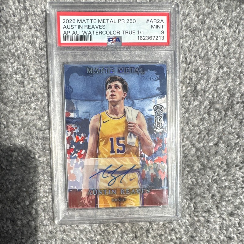 2026 Matte Metal Austin Reaves Auto, True 1/1 PSA 9 Mint, LA Lakers Artist Proof