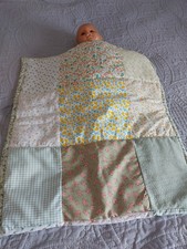 New Boy/Girl Unique pram quilt yellow green white patch work , on reverse clover
