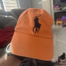 Polo Ralph Lauren Hat Cap Strap Back Orange Big Pony Number 3 MCMLXVII Vintage