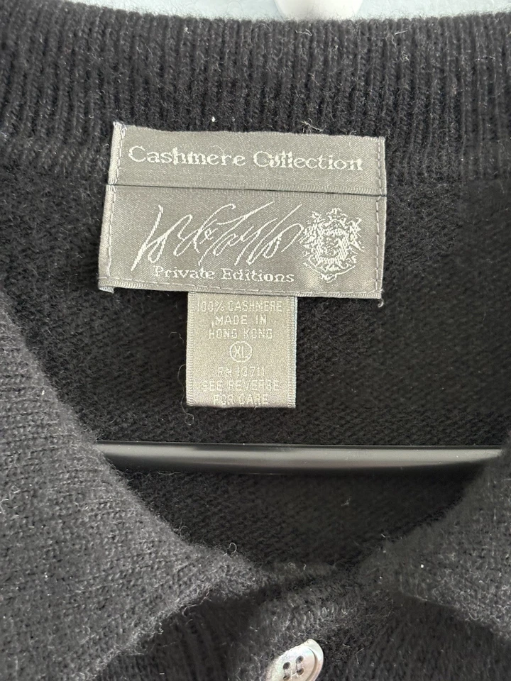 Lord & Taylor Hombres Negro 1/4 Botón Cuello Pullover Tejido CACHEMIRA Suéter XL Foto 3 de 4