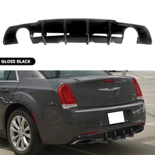 For 15-2023 Chrysler SRT 300 Rear Bumper Diffuser Valance Shark Fins Gloss Blk