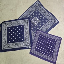 Vintage USA-Made Bandana Bundle 3 Navy  Purple Cotton RN13960 RN13961 Tuside