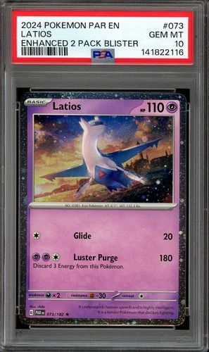 Pokemon TCG SV Paradox Rift Enhanced 2 Pack Blister #073 Latios Cosmos PSA 10