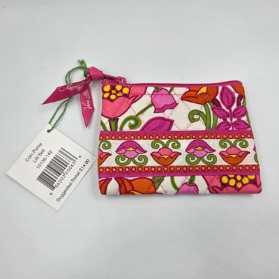 Vera Bradley Coin Purse Wallet Lilli Bell Pink Floral Quilted NEW