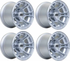 GTW Spyder 10 inch Machined/Silver Aluminum Golf Cart Wheel | 3:4 Offset | Set 4