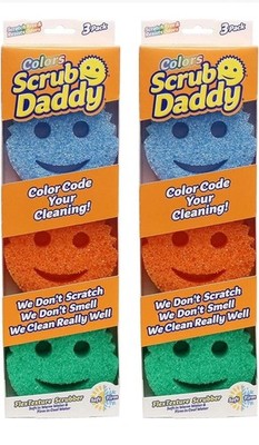 Scrub Daddy Colors Kitchen Sponges - 6 Total Scratch-Free BPA Free NEW