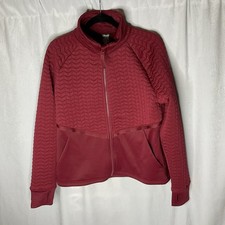Avia Women's Full Zip Quilted Mixed Media Jacket With Thumbholes Size Large