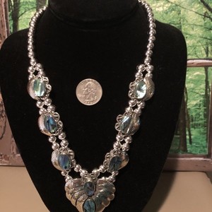 Jewelry Coin Silver (.900) & Genuine ABALONE SHELL Squash Blossom Necklace