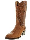 Herren Cognac Cowboystiefel echtes Straußenbein Fußhaut exotische runde Spitze Größe 8,5