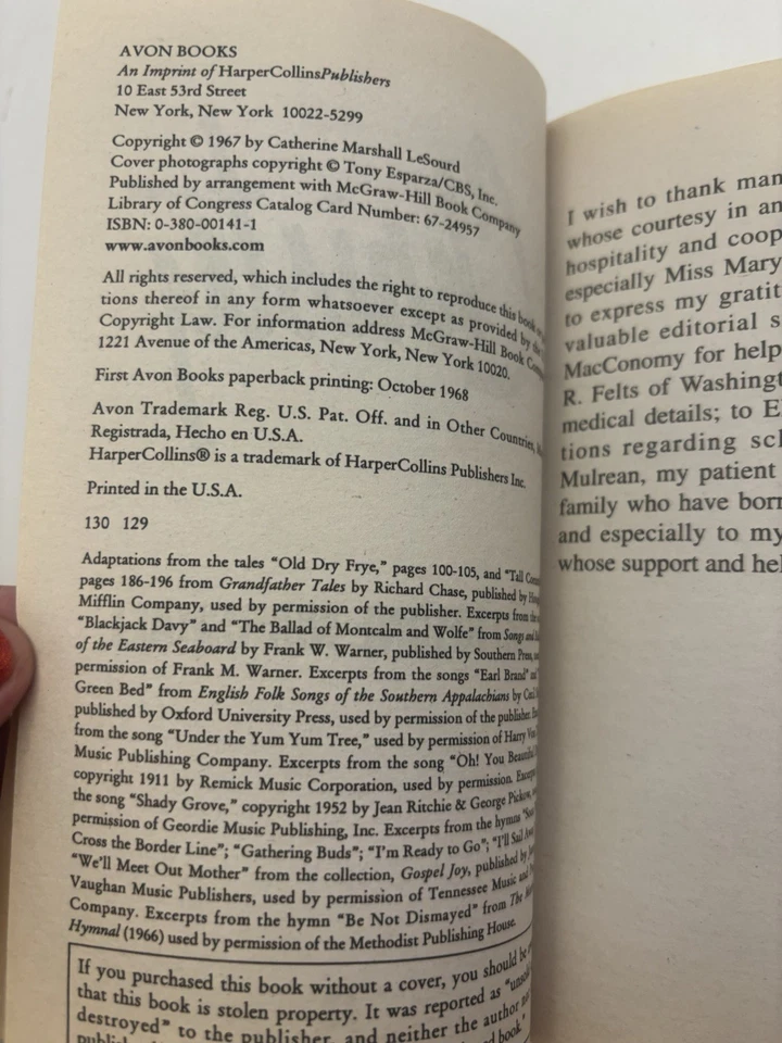 Christy by Catherine Marshall Avon Paperback 1967 Vintage Christian Fiction Foto 3 de 3