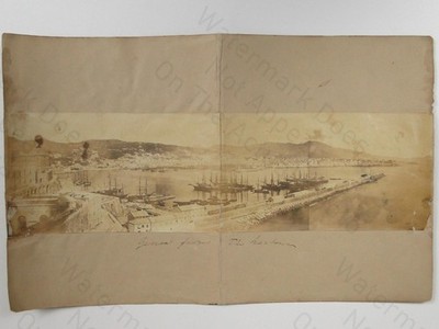Genua Hafen Italien Hafen Stadtansicht Segelschiffe Ende 1850er Vintage Panorama Foto