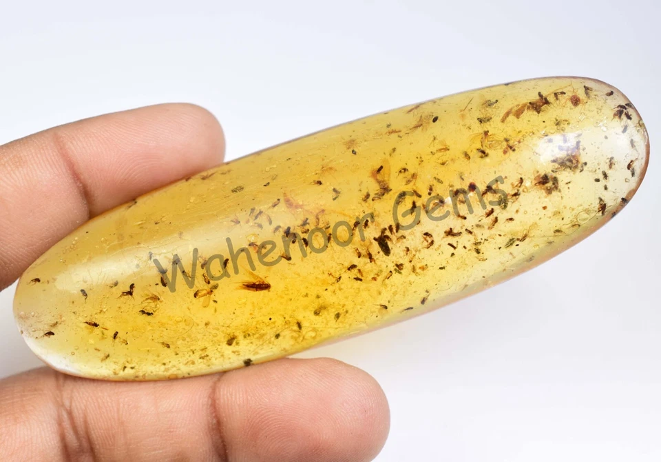 100.30 Ct 100% Natural Yellow Amber Insect Inclusion Certified Loose Gemstone - Image 3 of 4