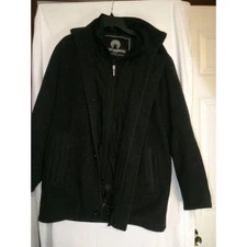 Vintage Weatherproof Classic Black Winter Coat with Zip Front and Button Closure