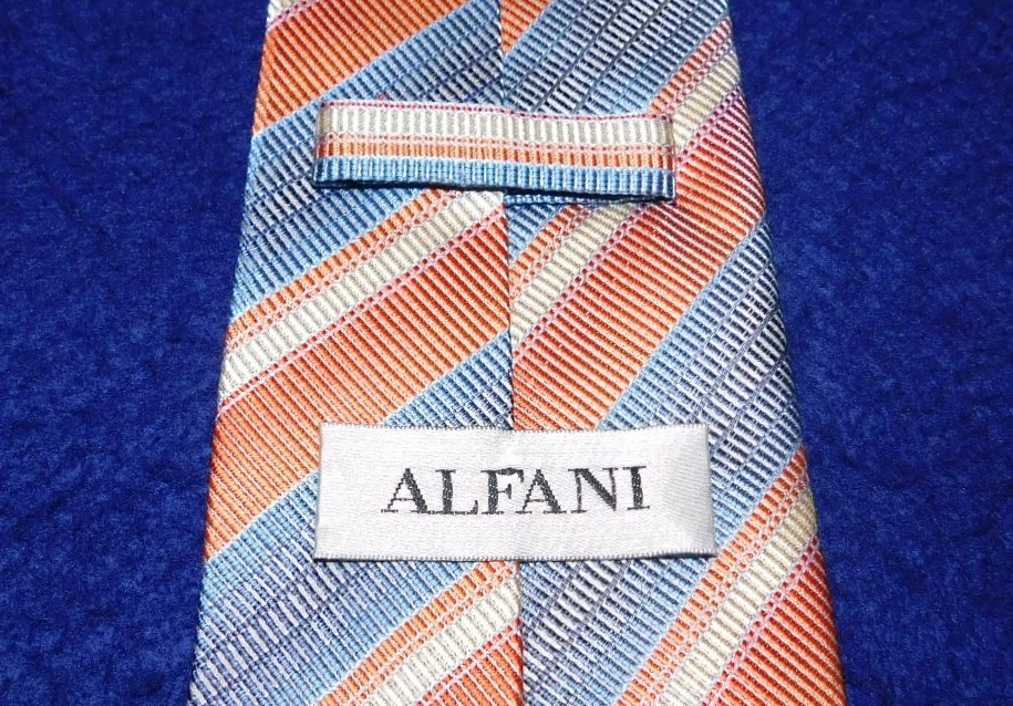 CORBATA A RAYAS AZUL/NARANJA/AMARILLO ALFANI PARA HOMBRE - CORBATAS - CORBATAS PARA EL CUELLO - CORBATAS DE DISEÑADOR. Foto 3 de 3