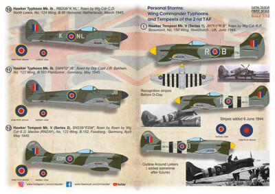 Print Scale Decals 1/72 PERSONAL STORMS WING COMMANDER TYPHOONS & TEMPESTS