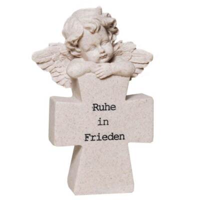 Engel mit Kreuz ''Ruhe in Frieden'' Grabschmuck