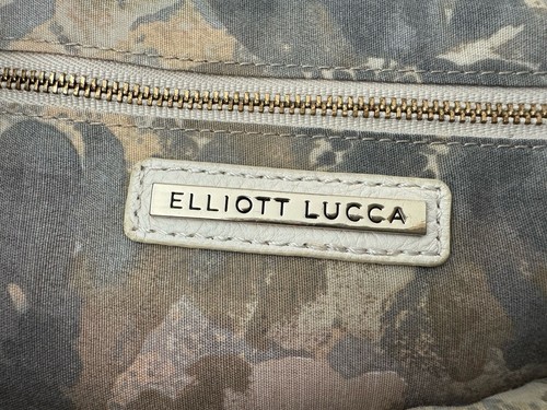 Elliott Lucca Cartagena Tote Shoulder Bag Ivory Leather Woven Metallic Gold Big - Picture 9 of 14