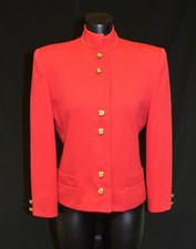 Henry Lee Petites Vintage 80s Red Poly Military Style Button Down Jacket size 8