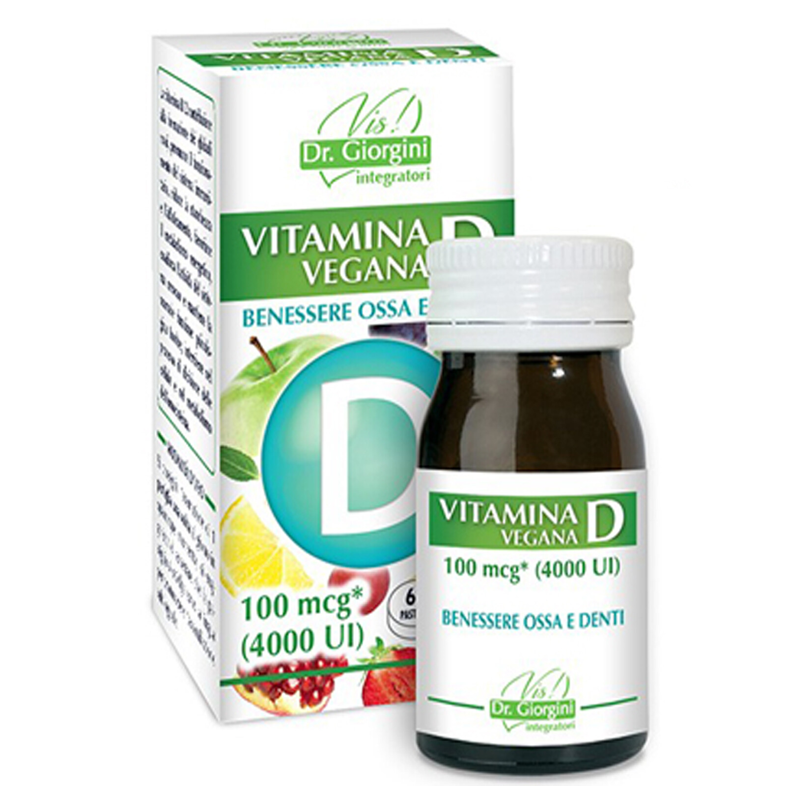 Dr. Giorgini Vitamina D Vegana 4000 UI 60 Compresse da 500 mcg Calcio Ossa Denti