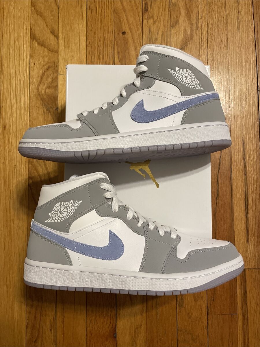 Nike Air Jordan 1 Mid Wolf Grey Aluminum (W) Size 10.5W / 9M Nike Air Jordan 1 Mid Wolf Grey Aluminum (W) Size 10.5W / 9M