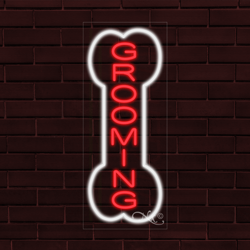 NEW "GROOMING" w/BONE BORDER VERTICAL 30x12x1 INCH LED FLEX INDOOR SIGN 30990 - Picture 1 of 1