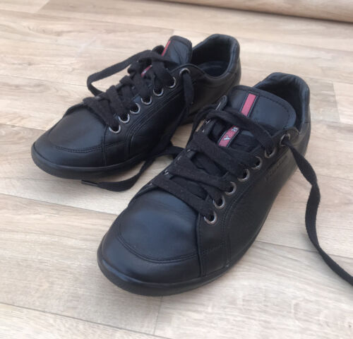 PRADA Men's Shoes Genuine Leather Sneakers AUTHENTIC black sz 8.5US 41EU  4E2439 | eBay