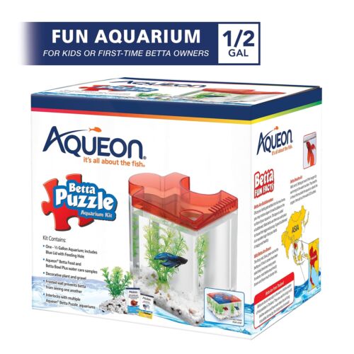 Aqueon Betta Fish Tank Aquariums Red Puzzle - 第 1/5 張圖片