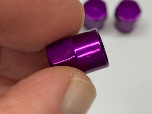 4-PC VALVE STEM CAPS Anodized Aluminum Alloy, Purple - Picture 5 of 9