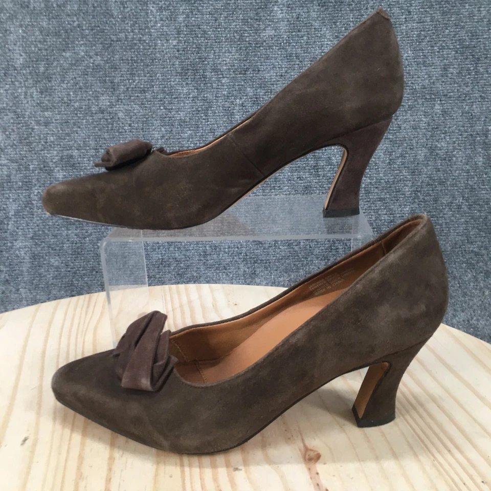 Earthies Tacones Altos Mujer 8 B Prantini Bomba Sin Cordones Punta Cuero Marrón Foto 2 de 4