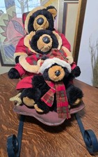 Dan Dee Collector's Choice VTG Black Bear Family in Sled Christmas