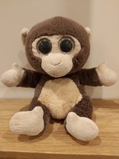Keel Toys Soft Plush Cute Monkey With Big Sparkly Eyes 10" Good Condition