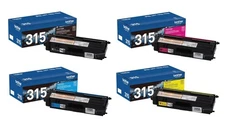 Brother TN315 Toner Set BK/C/M/Y, Genuine, OEM, High Yield, 4-Pack, Sealed