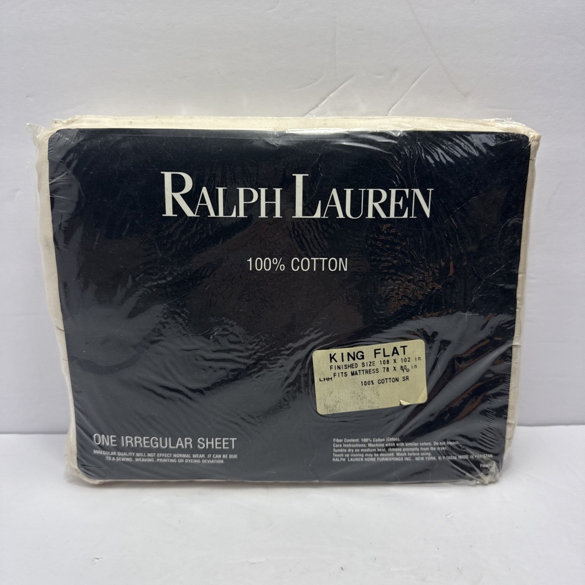 New Ralph Lauren King Flat Sheet Camel Irregular 100% Cotton Tan