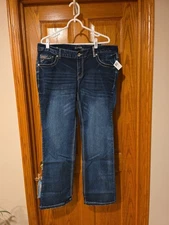  Rhythm in Blues Women's Jeans Dark Wash Size 18 Stretch Slim Boot