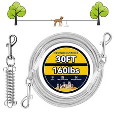 Dog Tie Out Cable, 30 FT Heavy Duty Dog Lead Cable with Detachable Shock Spri...